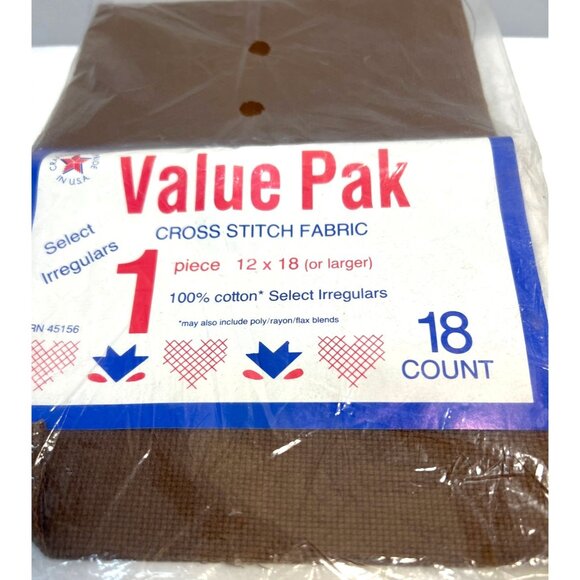 Value Pak Cross Stitch Fabric 12x18 Inch 18 Count 100% Cotton Brown - Picture 1 of 2